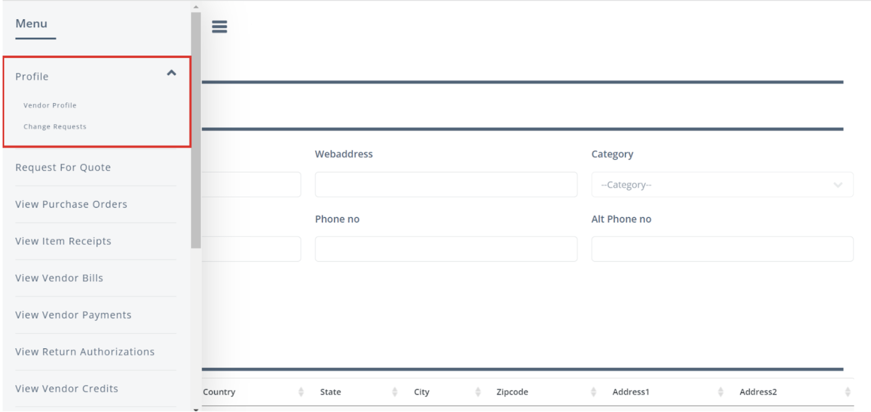 NetSuite PortalsPro vendor profile